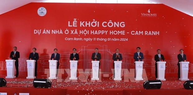 Construction of the Vinhomes Happy Home Cam Ranh social housing project kicks off in Khanh Hoa province, south-central Vietnam, January 11, 2024. Photo courtesy of Vietnam News Agency.