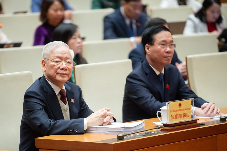 Party General Secretary Nguyen Phu Trong attends the opening ceremony of the National Assembly extraordinary session in Hanoi, January 15, 2024. Photo courtesy of the government's news portal.