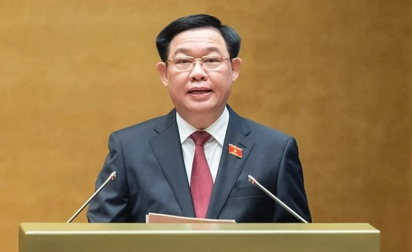 National Assembly Chairman Vuong Dinh Hue speaks at the legislature's fifth extraordinary session in Hanoi on January 15, 2023. Photo courtesy of the parliament's news portal.