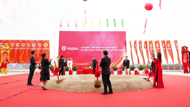 Yadea tổ chức lễ khởi công nhà máy tại tỉnh Bắc Giang, miền bắc Việt Nam vào ngày 21 tháng 1 năm 2024. Ảnh do Yadea cung cấp.