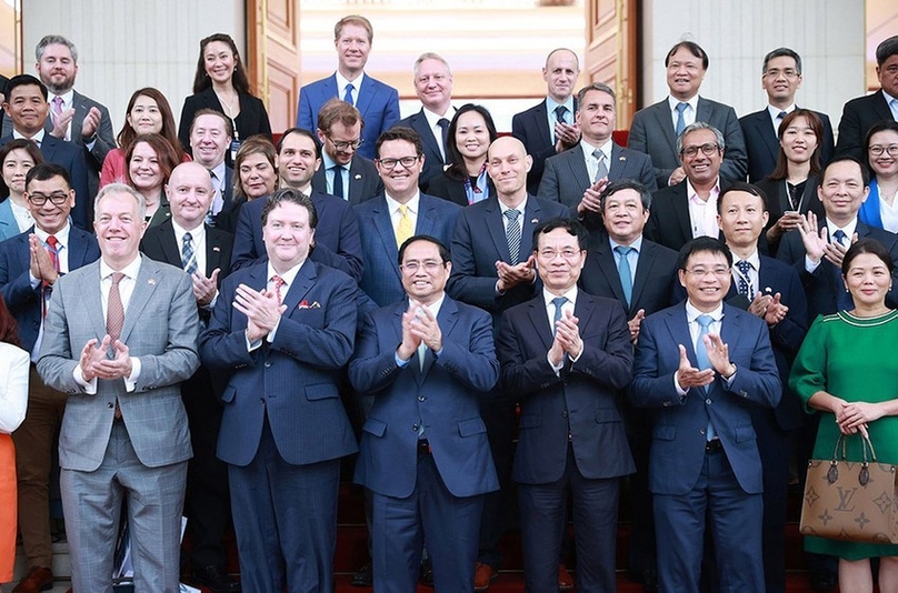 A U.S. business delegation comprising 52 leading firms visits Vietnam in March 2023 to explore and discuss investment and cooperation opportunities. Photo courtesy of the government's news portal.