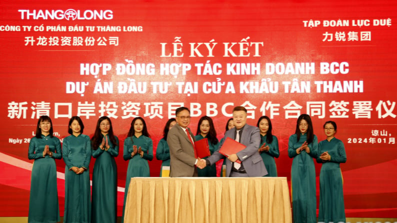 Executives of Thang Long Investment JSC and Lirui sign a $350 million investment cooperation agreement in Lang Son province, northern Vietnam, January 26, 2024. Photo courtesy of Lang Son newspaper.