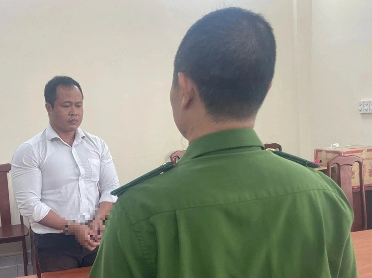 Pham Trong Cuong at a police station in HCMC, southern Vietnam. Photo courtesy of the police.