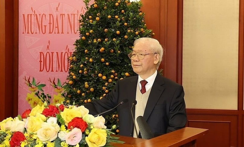 Party General Secretary Nguyen Phu Trong delivers 2024 Lunar New Year greetings in Hanoi, February 7, 2024. Photo courtesy of the government’s news portal.