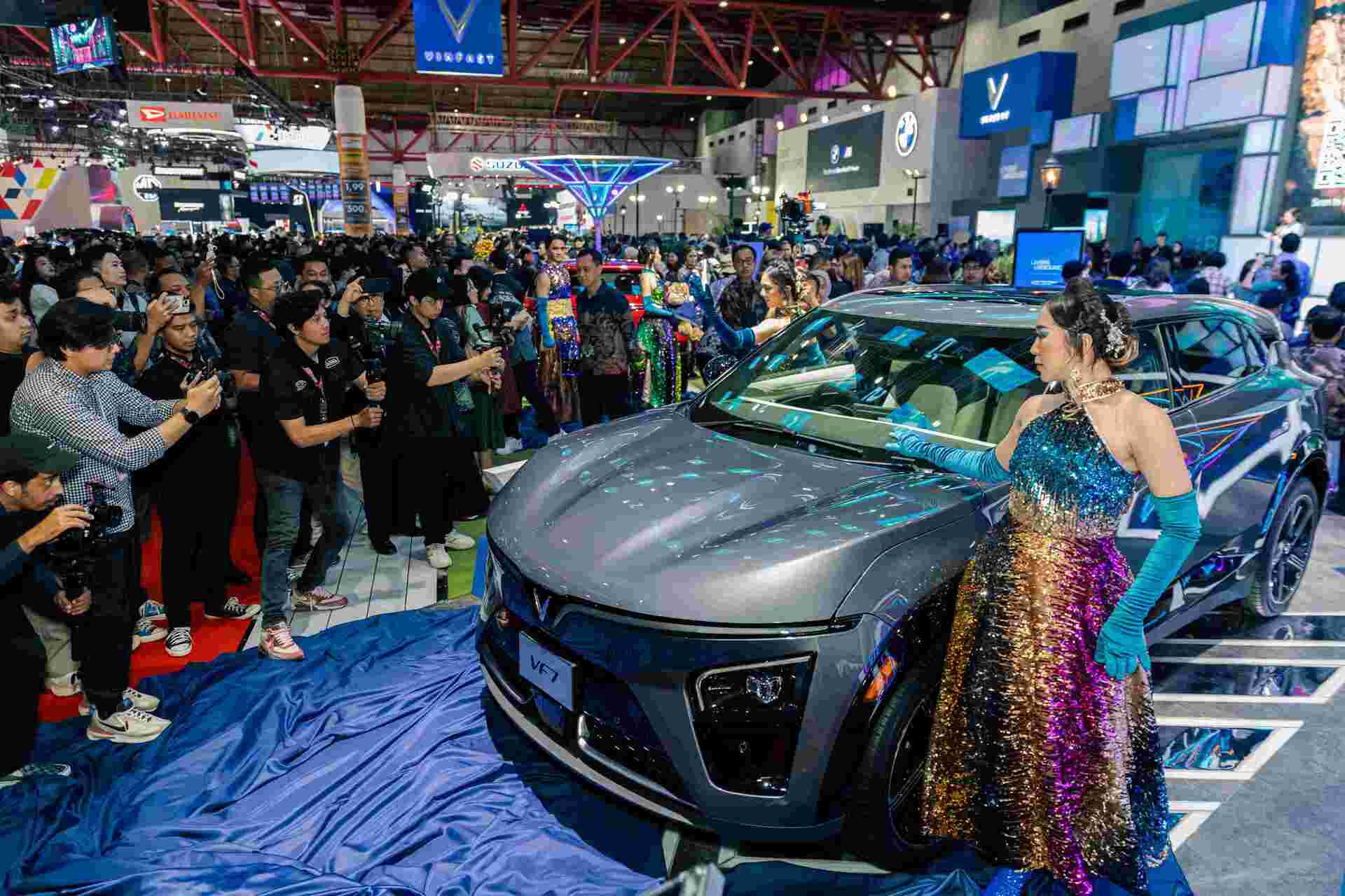 A VinFast VF7 at the Indonesia International Motor Show (IIMS) 2024 in Jakarta, Indonesia, on February 15, 2024. Photo courtesy of VinFast.