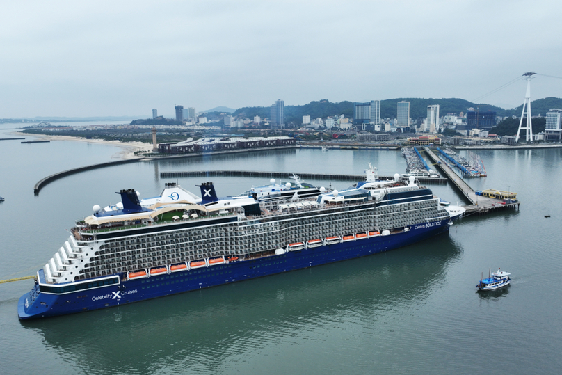 Royal Caribbean Group’s Celebrity Solstice cruise ship docks in Ha Long Bay, Quang Ninh province, northern Vietnam, February 23, 2024. Photo courtesy of Quang Ninh newspaper.