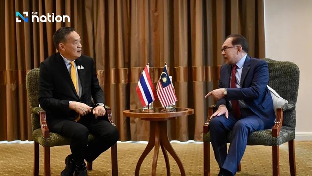 Thai and Malaysian Prime Ministers meet in Melbourne, Australia before attending the 2024 ASEAN-Australia Special Summit. Photo courtesy of nationthailand.com.