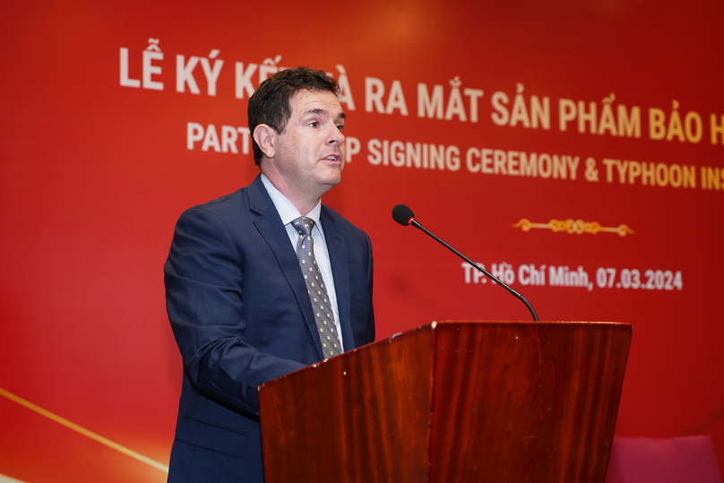 Hillridge CEO Dale Schilling addresses a cooperation signing ceremony in Ho Chi Minh City on March 7, 2024. Photo courtesy of Hillridge.