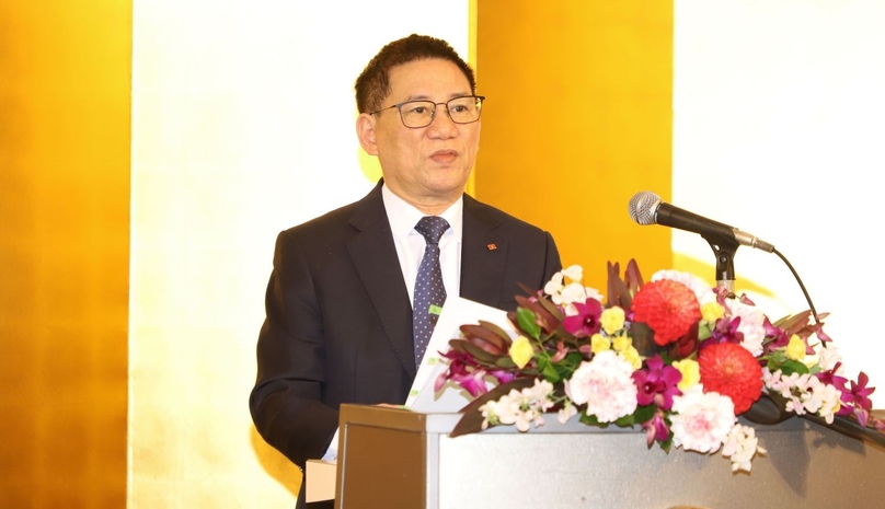 Finance Minister Ho Duc Phoc delivers a speech at a financial investment promotion conference, held by the Vietnamese Ministry of Finance in Tokyo, March 12, 2024. Photo courtesy of the finance ministry.