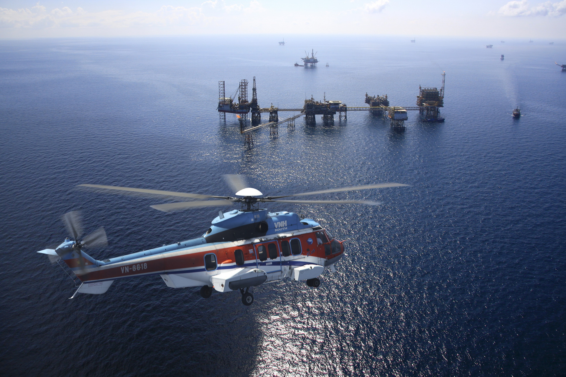 An oil rig offshore Vietnam. Photo courtesy of Vietnam Helicopter South.
