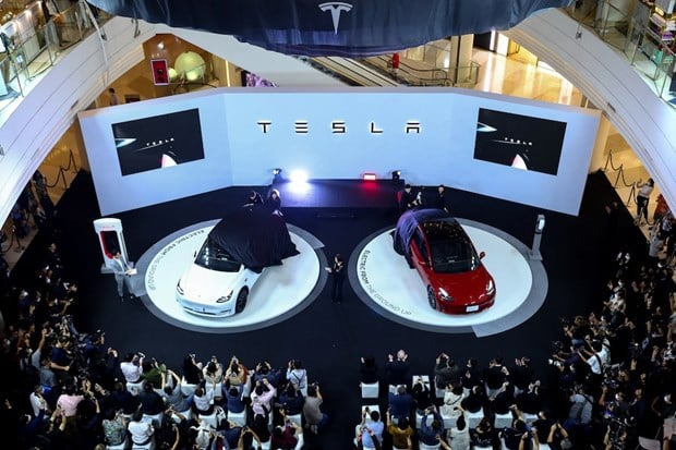 The Tesla Model Y and Model 3 are unveiled at Thailand Tesla's official launch event in Bangkok, Thailand, December 7, 2022. Photo courtesy of Reuters.