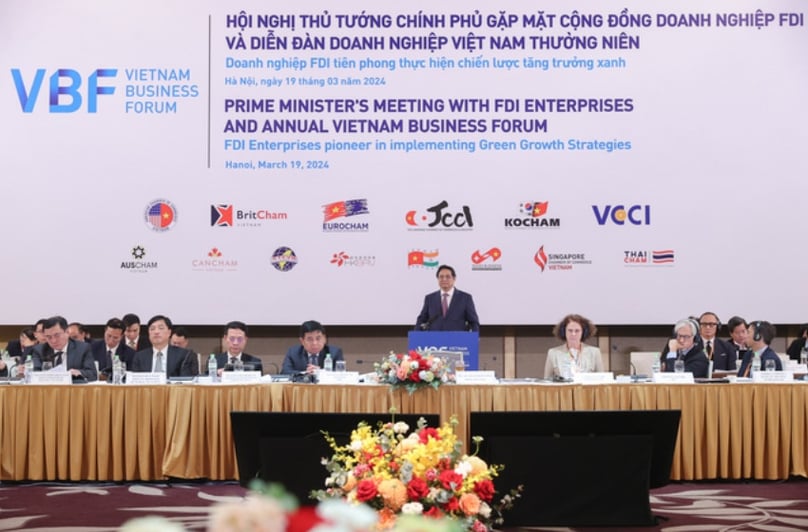  A view of the annual Vietnam Business Forum (VBF), attended by Prime Minister Pham Minh Chinh, in Hanoi, March 19, 2024. Photo courtesy of the government’s news portal.