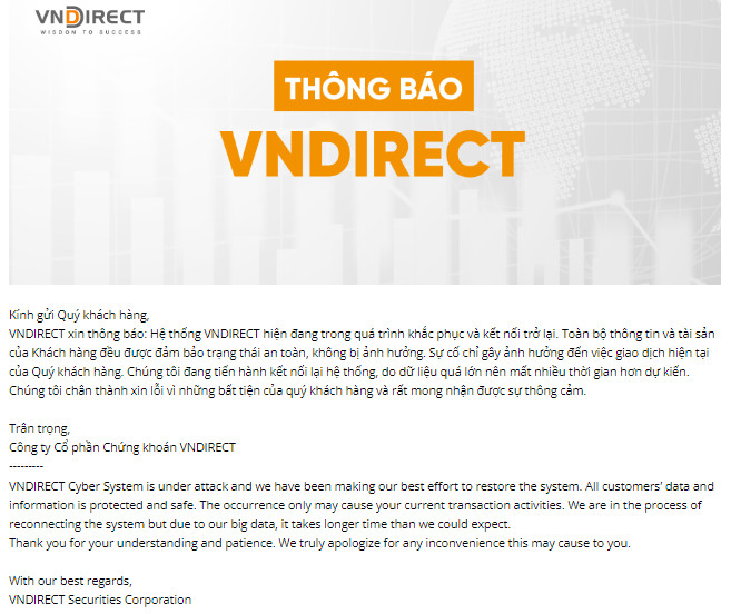 A screenshot of VNDirect's website as of 4 p.m., March 25, 2024.