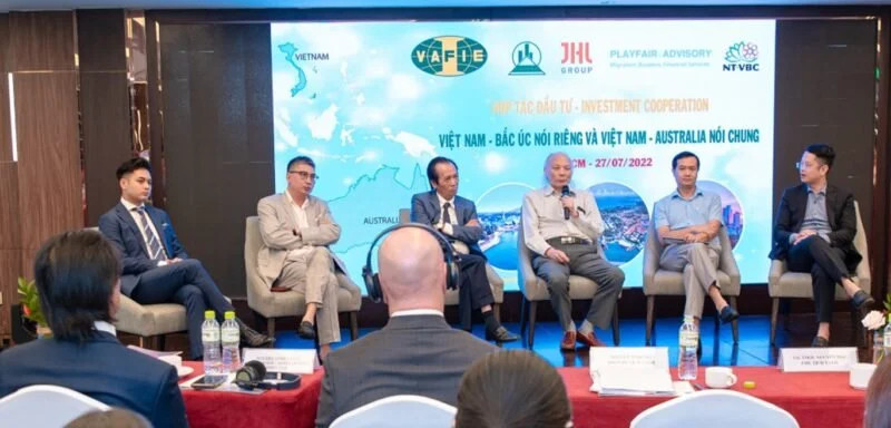 Hiệp hội Doanh nghiệp có vốn đầu tư nước ngoài Việt Nam (VAFIE) phối hợp với Hội đồng doanh nghiệp Lãnh thổ phía Bắc-Việt Nam (NTVBC) tổ chức Hội nghị hợp tác đầu tư giữa Việt Nam và Lãnh thổ phía Bắc nói riêng và Việt Nam-Australia nói chung vào ngày 27/7/2022. Ảnh lịch sự của VAFIE.