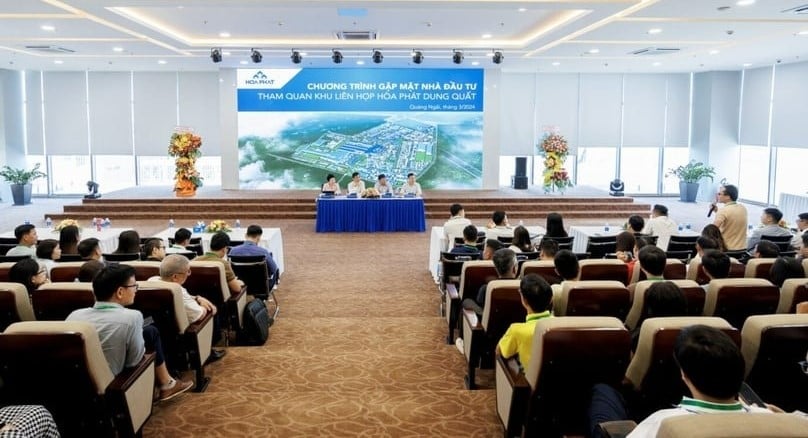 Senior officials of major Vietnamese steelmaker Hoa Phat answer questions from investors at the Hoa Phat Dung Quat complex, Quang Ngai province, central Vietnam, March 26, 2024. Photo courtesy of Hoa Phat.