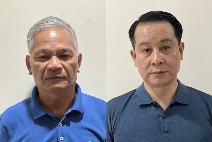 Le Viet Chu (left), former chief of the Party Committee of Quang Ngai province, central Vietnam, and Pham Hoang Anh, standing deputy chief of the Party Committee of Vinh Phuc province, northern Vietnam. Photo courtesy of the police.