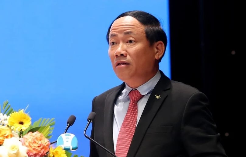 Chairman Pham Anh Tuan of Binh Dinh province, central Vietnam, speaks at an investment promotion conference on March 29, 2024. Photo by The Investor/Nguyen Tri.