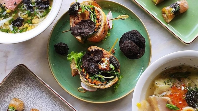 $100 banh mi with truffles is served at Anan Saigon Restaurant in downtown HCMC. Photo courtesy of Anan Saigon.