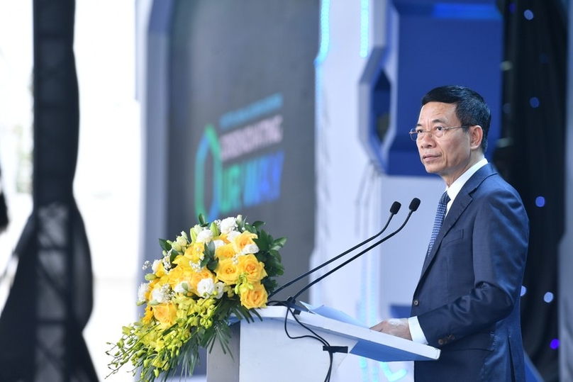 Minister of Information and Communications Nguyen Manh Hung speaks at the inauguration ceremony of Viettel’s latest data center in the Hoa Lac Hi-tech Park, Hanoi, April 10, 2024. Photo courtesy of Viet Times magazine.