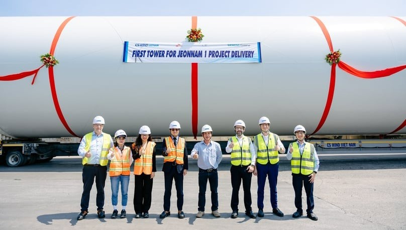 CS Wind holds a ceremony for turbine delivery in Ba Ria-Vung Tau province, southern Vietnam, April 12, 2024. Photo courtesy of Vietnam News Agency.