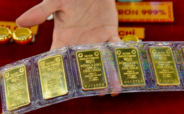 SJC-branded one-tael gold bars. Photo courtesy of the government's news portal.