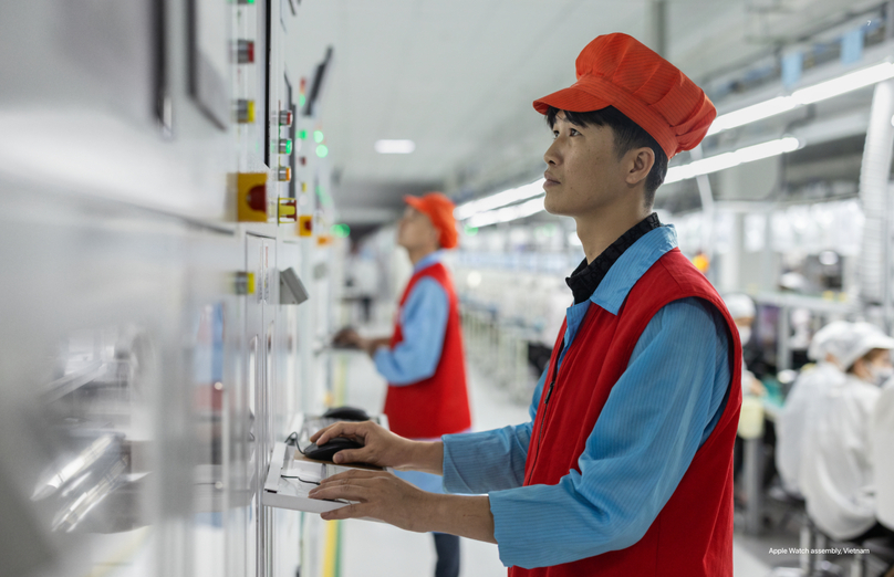 An Apple Watch assembly line in Vietnam. Photo courtesy of Apple.