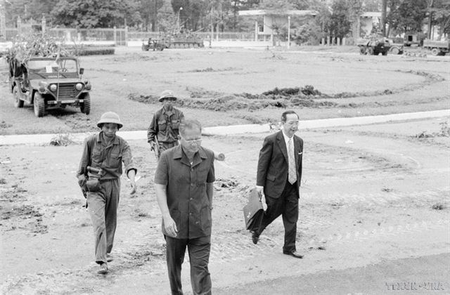 President Duong Van Minh, who just took office on April 28, 1975, declared an unconditional surrender. Photo courtesy of Vietnam News Agency.