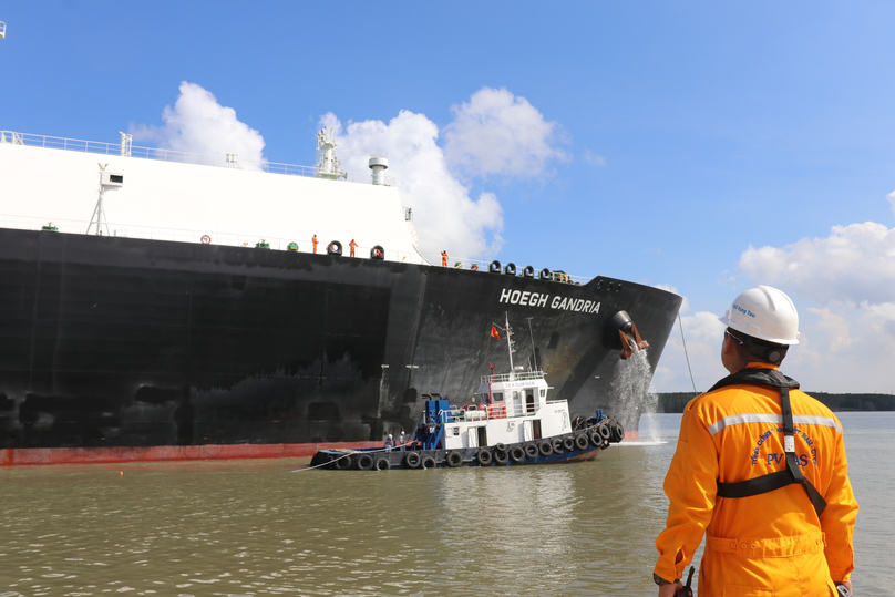 The Hoegh Gandria LNG tanker docks at PV Gas's LNG terminal in Ba Ria-Vung Tau province, southern Vietnam, April 2024. Photo courtesy of PV Gas.