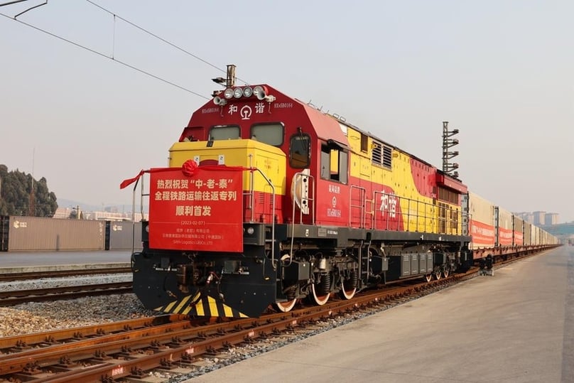  A train runs from China through Laos to Thailand in 2023. Photo courtesy of chinadaily.com.cn.