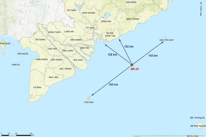 Proposed location of the new BK-24 oil rig, offshore Vietnam. Photo courtesy of Vietsovpetro.