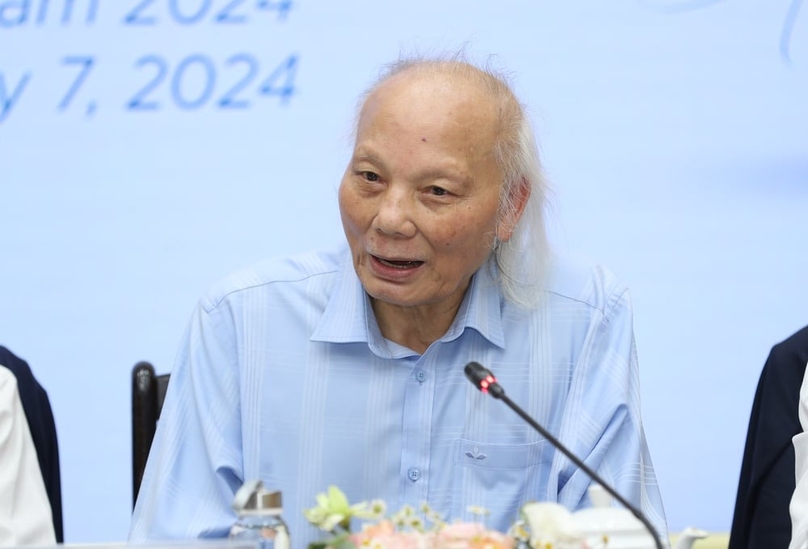  Prof. Nguyen Mai, chairman of the Vietnam’s Association of Foreign Invested Enterprises (VAFIE), at an international workshop on the GMT in Hanoi, May 7, 2024. Photo by The Investor.