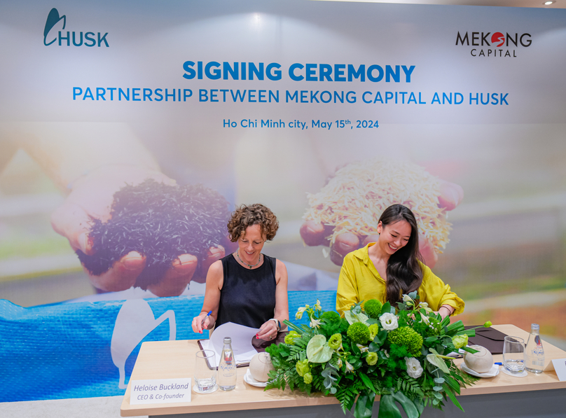 Heloise Buckland (left), CEO and co-founder of HUSK, and Ellen Van, principal at Mekong Capital, at the signing ceremony in Ho Chi Minh City on May 15, 2024. Photo courtesy of Mekong Capital.