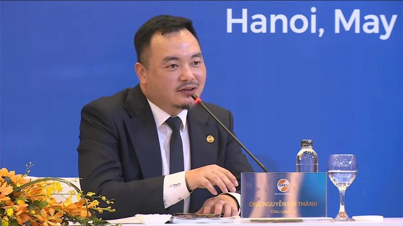 Saigon-Hanoi Securities JSC general director Nguyen Chi Thanh speaks at the company's 2024 AGM, May 15, 2024. Photo courtesy of the firm.