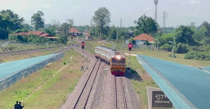   At Khamsavath train station. Photo courtesy of Pathet Lao Daily.