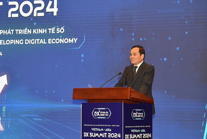 Deputy Prime Minister Tran Luu Quang speaks at the DX Summit 2024 in Hanoi, May 28, 2024. Photo courtesy of the government's news portal.