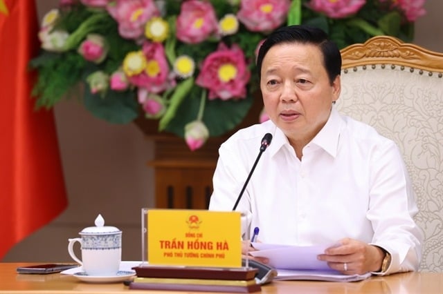 Deputy Prime Minister Tran Hong Ha speaks at a conference on the draft decree on direct power purchase agreement (DPPA) mechanism in Hanoi, June 7, 2024. Photo by Vietnam News Agency.
