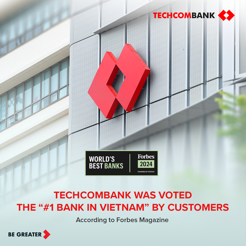 Forbes honors Techcombank as #1 bank in Vietnam. Photo courtesy of Techcombank.