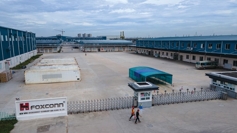 Một nhà máy thuộc Công nghệ kết nối cánh mới của Foxconn Bắc Giang tại tỉnh Bắc Giang, miền bắc Việt Nam.  Ảnh do báo Đại Đoàn Kết cung cấp.