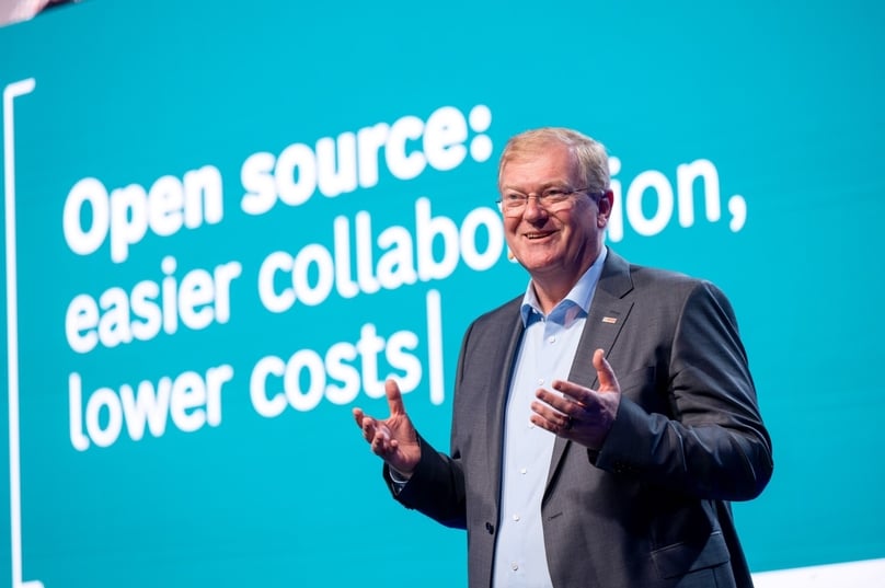  Dr. Stefan Hartung, chairman of the Bosch board of management, at the Bosch Tech Day 2024 in Renningen, Germany on June 20, 2024. Photo courtesy of Bosch.