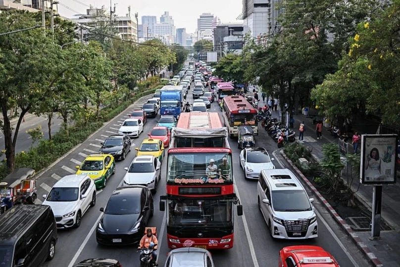  Vehicles on a street in Thailand. Photo courtesy of AFP.