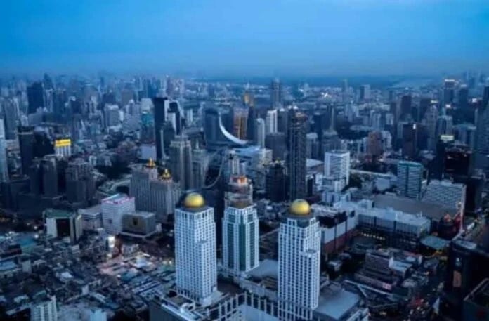 A view of the business district is seen from the rooftop of the Baiyoke Sky Hotel in Bangkok. Photo courtesy of Reuters.