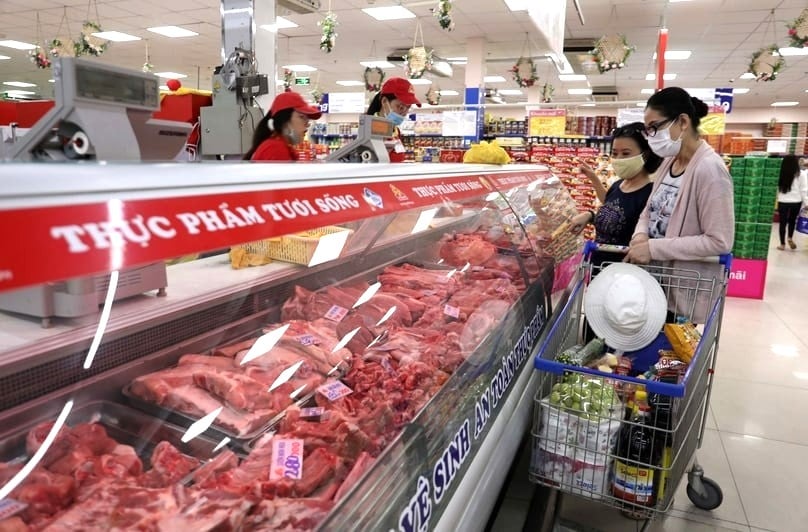 Pork on display at a supermarket. Photo courtesy of Thanh Nien (Young People) newspaper.