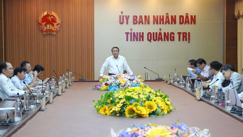 Quang Tri Vice Chairman Ha Sy Dong chairs a meeting between provincial authorities and the Ministry of Construction, Quang Tri province, central Vietnam, July 2, 2024. Photo courtesy of Quang Tri news portal.