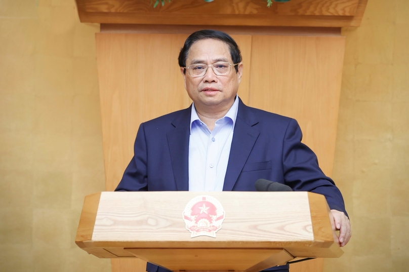 Prime Minister Pham Minh Chinh chairs a cabinet meeting, July 6, 2024. Photo courtesy of the government's news portal.