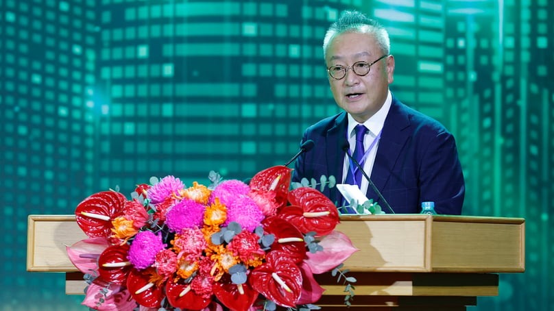 Kaneda Hiroki, CEO of Acecook Vietnam, speaks at Hung Yen's master plan announcement on July 7, 2024. Photo courtesy of the government's news portal.