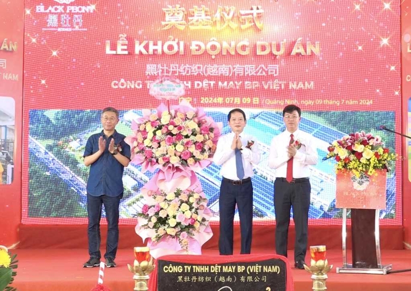 A groundbreaking ceremony held for a factory invested by Chinese textile firm Black Peony in Quang Ninh province, northern Vietnam, July 9, 2024. Photo courtesy of Quang Ninh newspaper.