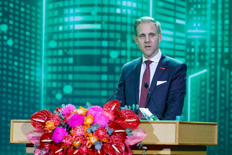 Christian Olofsson, property president at Central Retail in Vietnam, speaks at Hung Yen province's master plan announcement on July 7, 2024. Photo courtesy of the government's news portal.