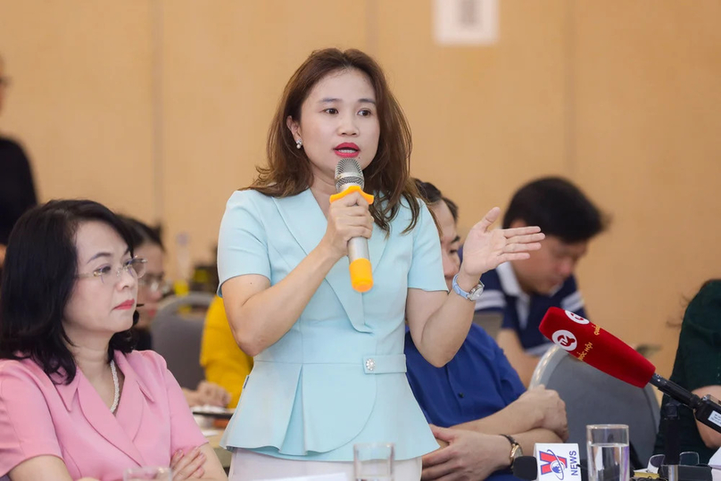  Chu Thi Van Anh, vice chairwoman cum general secretary of the Vietnam Beer, Alcohol, and Beverage Association, speaks at a VCCI conference in Hanoi, July 11, 2024. Photo by The Investor/Dinh Vu.