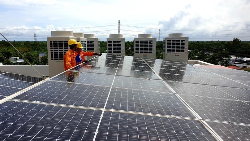 Rooftop solar panels at an industrial park in Vietnam. Photo courtesy of Thanh Nien (Young People) newspaper.