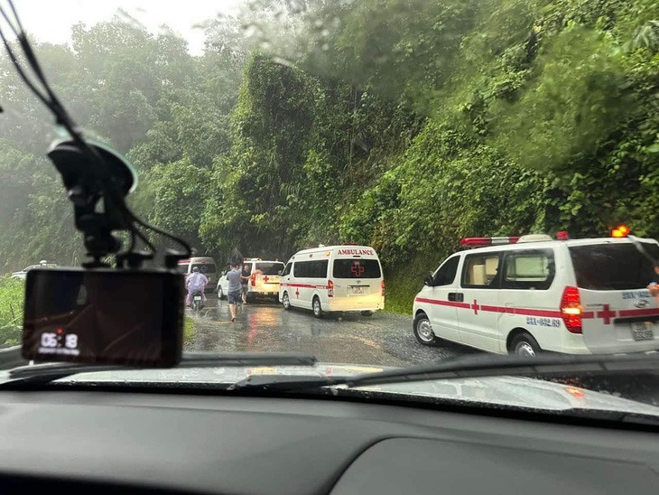 Ambulances at the scene in Ha Giang province, northern Vietnam, July 13, 2024. Photo courtesy of Ha Giang police.